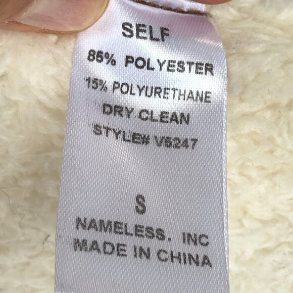 NAMELESS Faux Sherpa Vest Jacket Thick Warm Sleeveless Cognac & Cream Moto Zip S - Picture 13 of 16